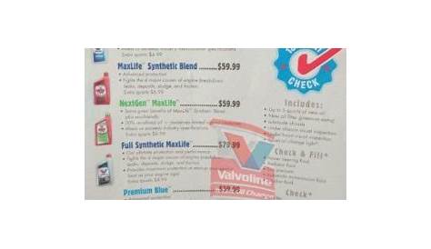 Valvoline Instant Oil Change Price List For 2023 | By Type of Oil