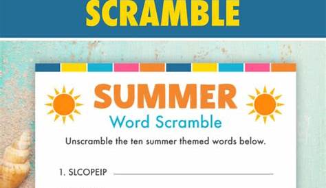 Free Printable Summer Word Scramble - Pjs and Paint