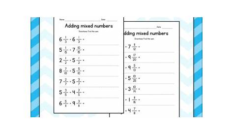 Adding Mixed Numbers with Like Denominators - Fractions Worksheets - No