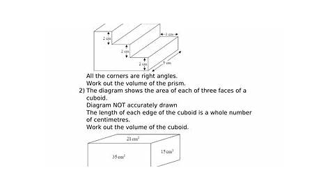 surface area of a prism worksheets