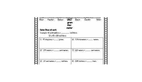 metric conversion worksheet 8th grade