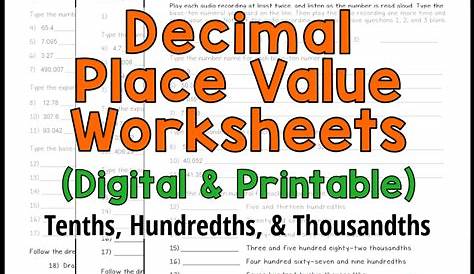 place value worksheets with decimals