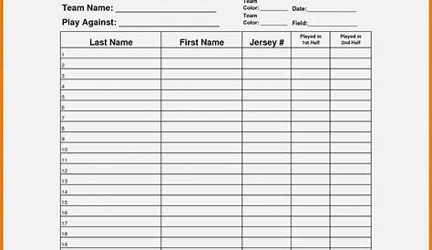 Blank Football Depth Chart Template