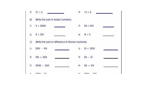 roman numeral worksheets