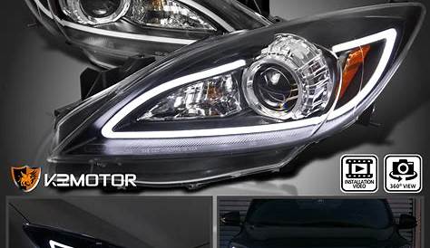 2010-2013 Mazda 3 JDM Black LED DRL Strip Projector Headlights | eBay