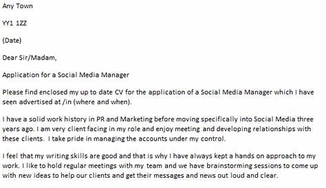 social media manager cover letter sample