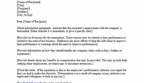 sample termination letter to employee free