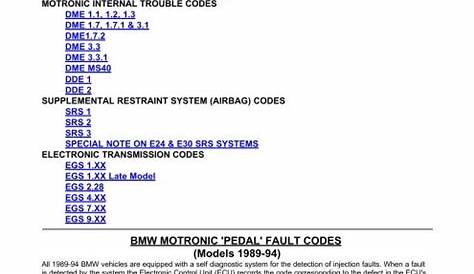 bmw diagnostic trouble codes manual