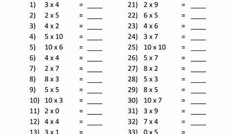 multiplication table practice worksheets