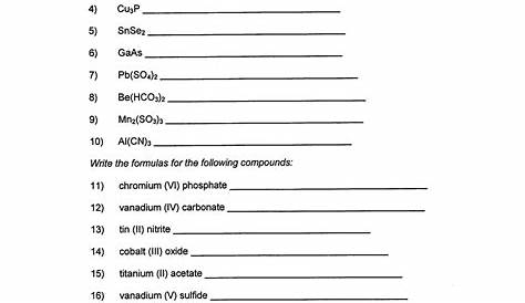 ionic compound worksheets answers