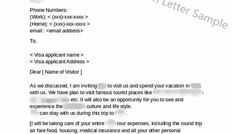 Sample Of Invitation Letter For Tourist Visa Database - Letter Template