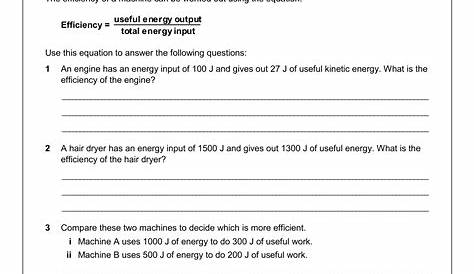calculating efficiency worksheet