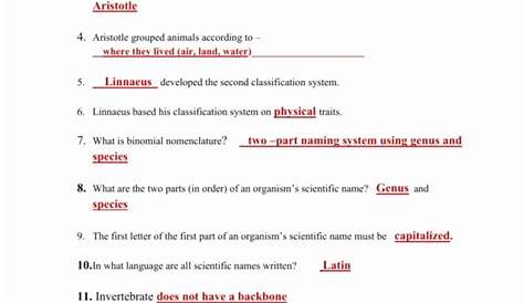 50 Biological Classification Worksheet Answer Key