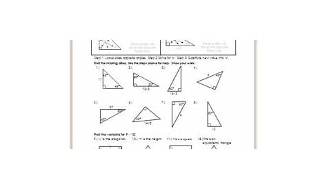 Practice Worksheet Special Right Triangles Answers Kidz Activities
