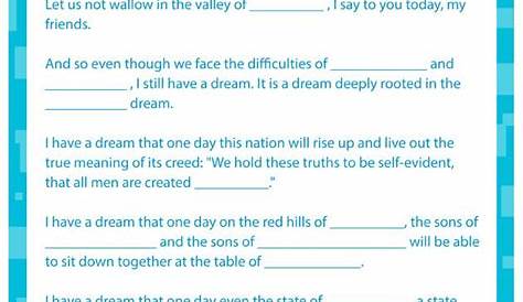 i have a dream questions worksheet
