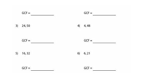 greatest common factor worksheets free