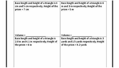 Volume of Triangular Prism Worksheet for 7th - 10th Grade | Lesson Planet
