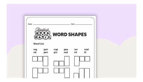 Word Shapes Worksheets