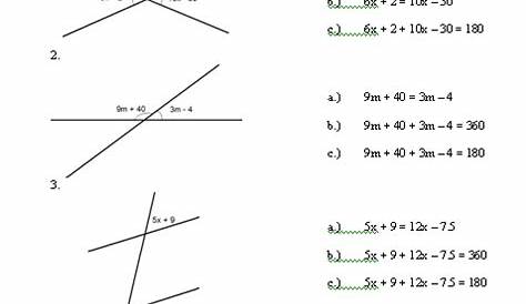 math angle relationships worksheet