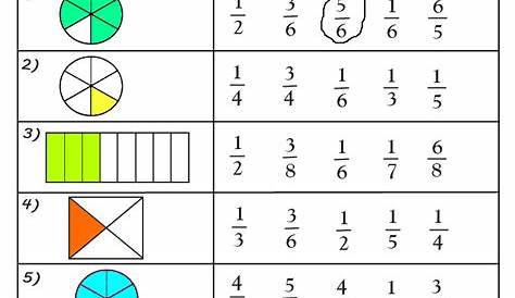 grade 3 matching fractions worksheet