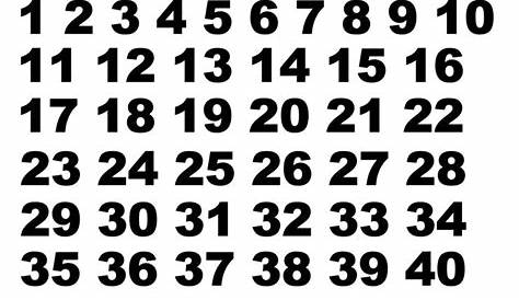 1 – 40 Number Sets Vinyl Decals Set of 40 Numbers / Stickers Size 2