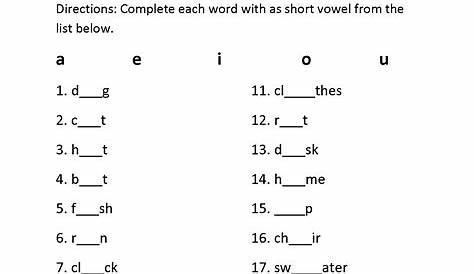long and short a worksheets pdf