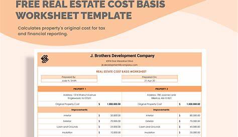 Real Estate Cost Basis Worksheet Template - Download in Word, Google