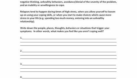 mental health recovery worksheets
