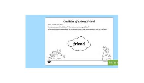 Printable Friendship Activities - What Makes a Good Friend?