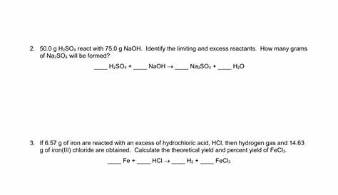 Limiting Reactants Worksheet