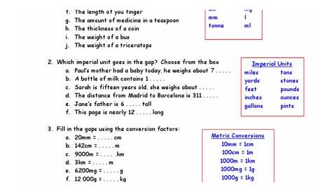 metric unit conversions worksheet