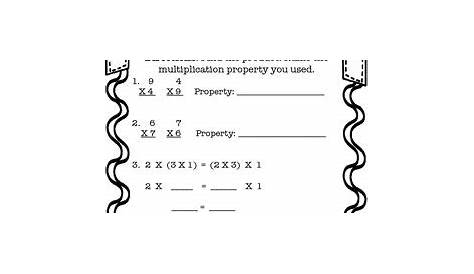 properties of multiplication worksheets
