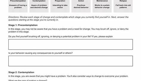 stages of change worksheets