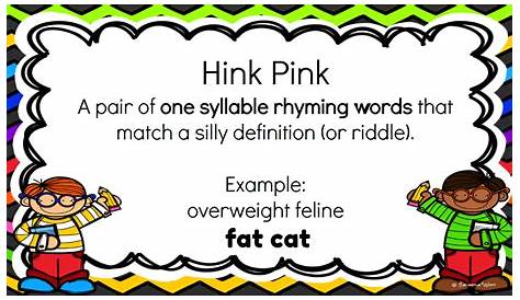 hink pinks worksheets with answers