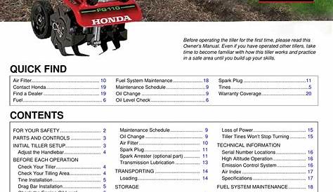 HONDA FG110 OWNER'S MANUAL Pdf Download | ManualsLib