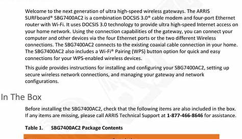 ARRIS SBG7400 Wireless Telephony Gateway User Manual SURFboard