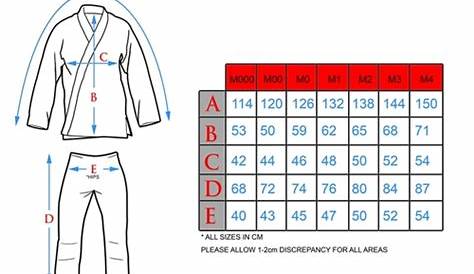 bjj gi size chart kids