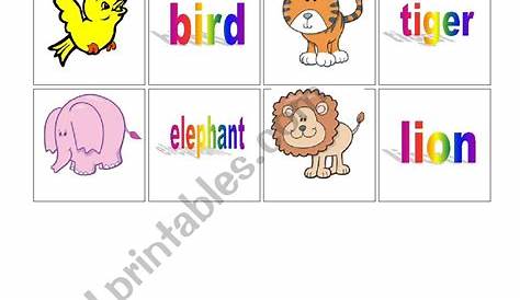 English worksheets: Concentrations cards - animals (2)