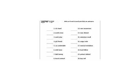 Synonyms or Antonyms? Worksheet for 4th - 5th Grade | Lesson Planet