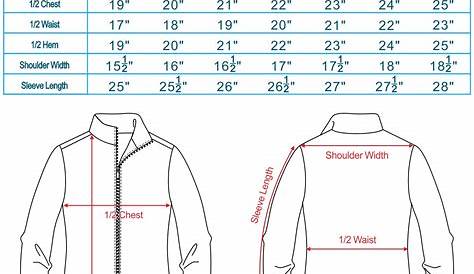 winter jacket size chart