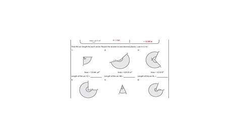 Arc Length and Area of a Sector Worksheets