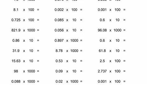 multiply by 10 100 and 1000 worksheet
