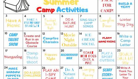free printable summer camp activities