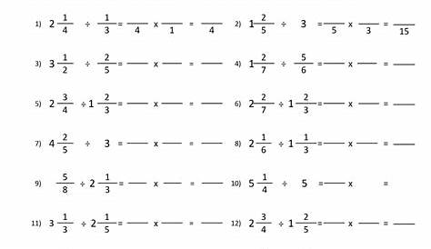 Dividing Mixed Fractions Worksheet