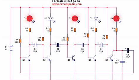 5 LED Blinking Chaser Flasher Running Circuit Using Transistor