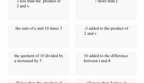 write algebraic expressions worksheet pdf