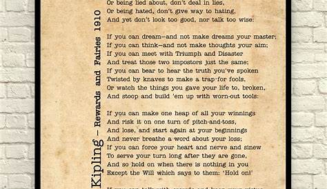 If Poem Rudyard Kipling Poem Custom Poem Poem Art Print | Etsy