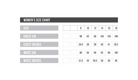 women within size chart