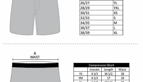 women shorts size chart