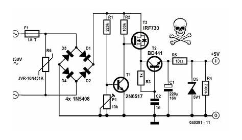 Transformerless 5-volt Power Supply Schematic Circuit Diagram